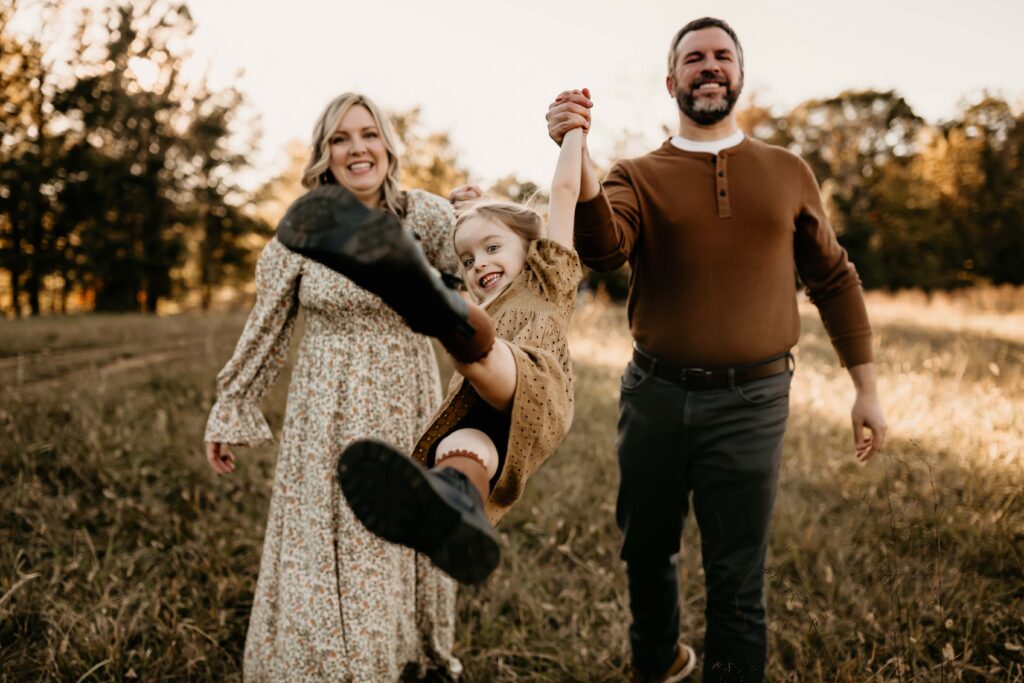 family posing for photos 